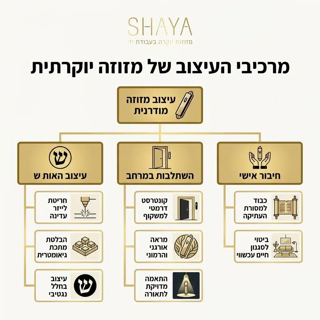 אינפוגרפיקה — מרכיבי העיצוב של מזוזה יוקרתית: עיצוב מזוזה מודרנית