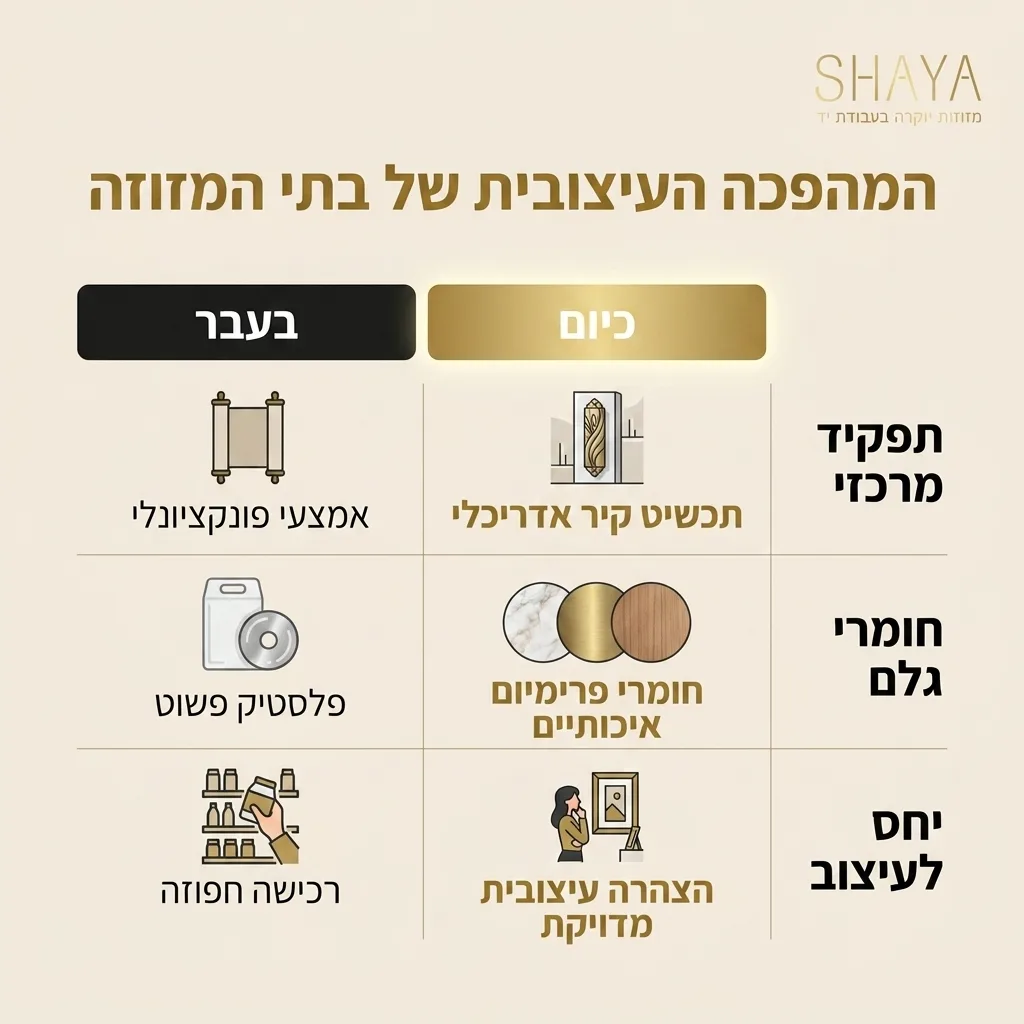 אינפוגרפיקה — המהפכה העיצובית של בתי המזוזה: השוואה בין בעבר, כיום