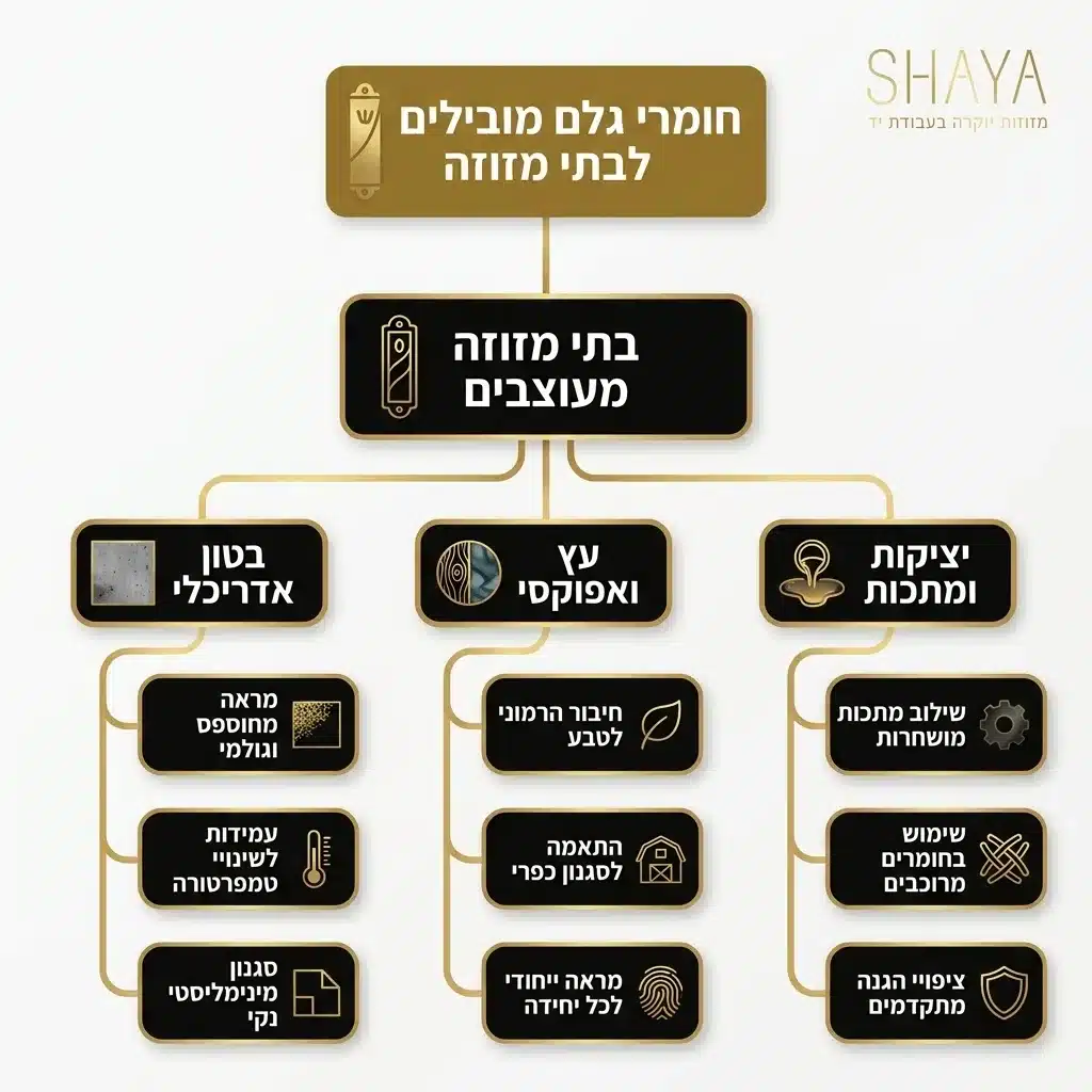 אינפוגרפיקה — חומרי גלם מובילים לבתי מזוזה: בתי מזוזה מעוצבים