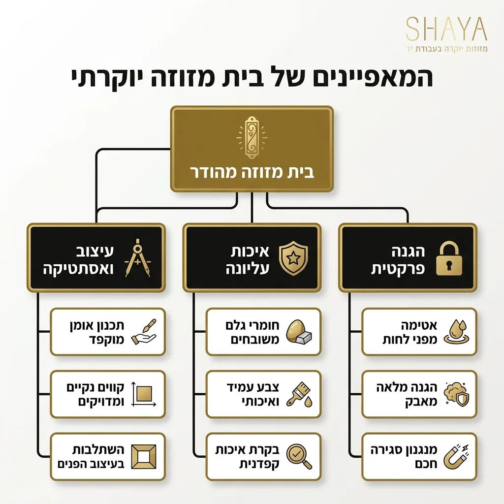 אינפוגרפיקה — המאפיינים של בית מזוזה יוקרתי: בית מזוזה מהודר