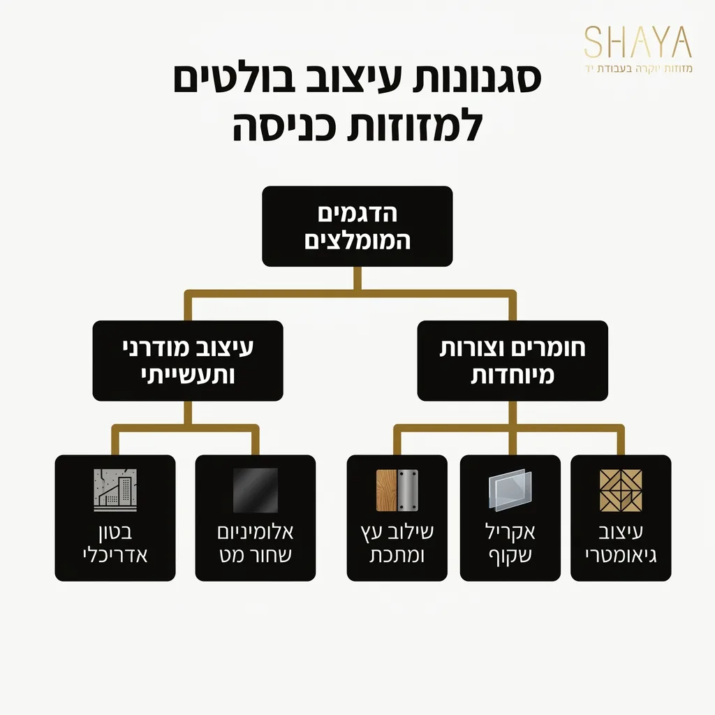 אינפוגרפיקה — סגנונות עיצוב בולטים למזוזות כניסה: הדגמים המומלצים